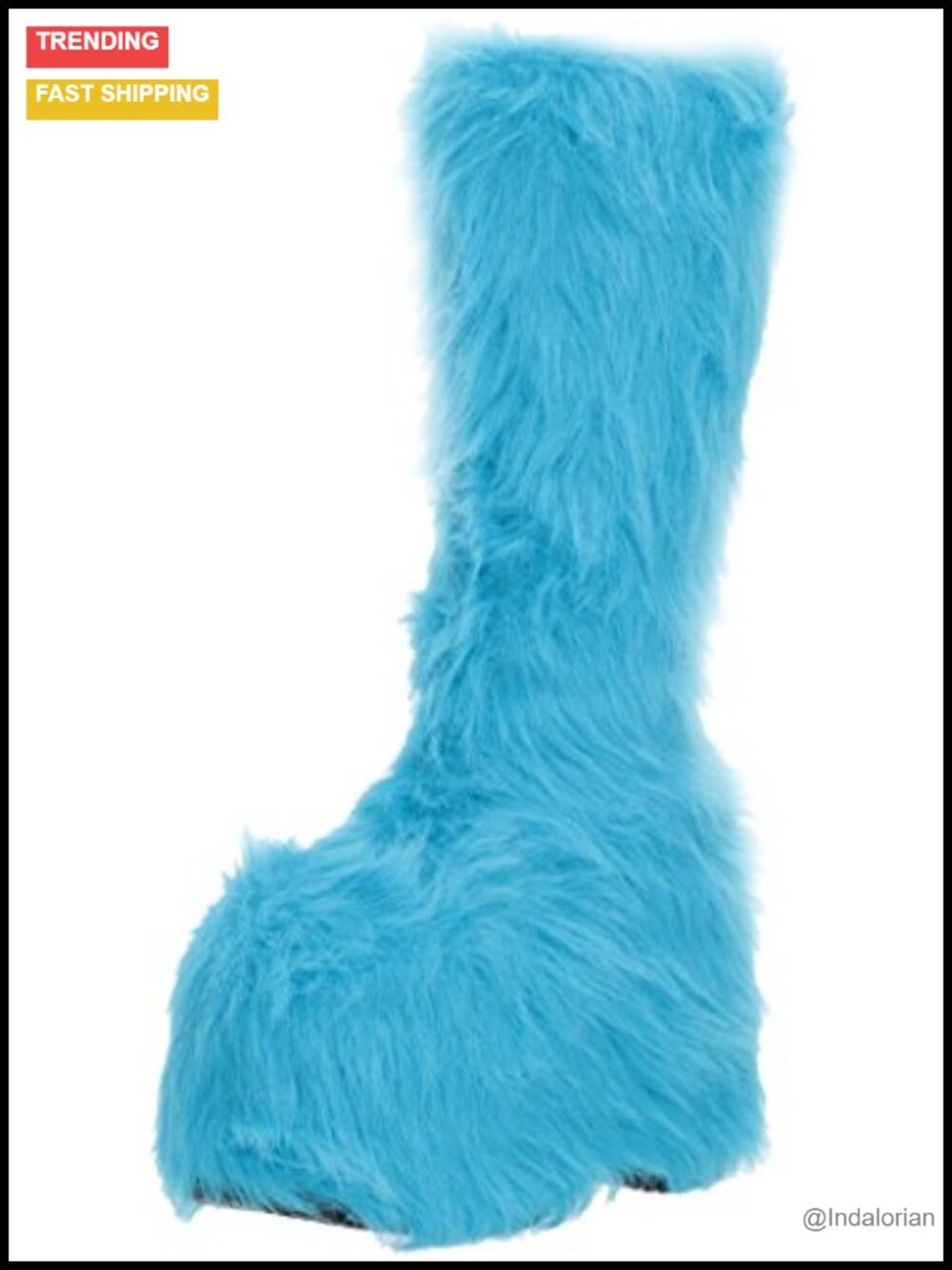 Fuzzy Knee-High Boots Square Toe Rave Halloween Costume